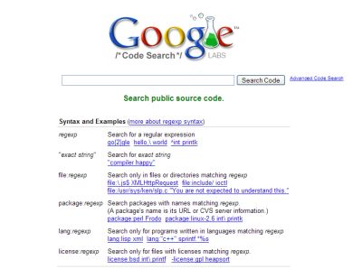 googlecodesearch Google Code Search cerca codice sorgente